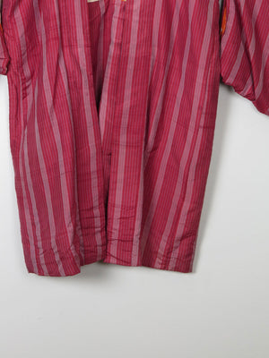 Wine Silk Striped Mid Length Vintage  Kimono Haori  M - The Harlequin