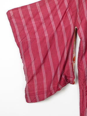 Wine Silk Striped Mid Length Vintage  Kimono Haori  M - The Harlequin