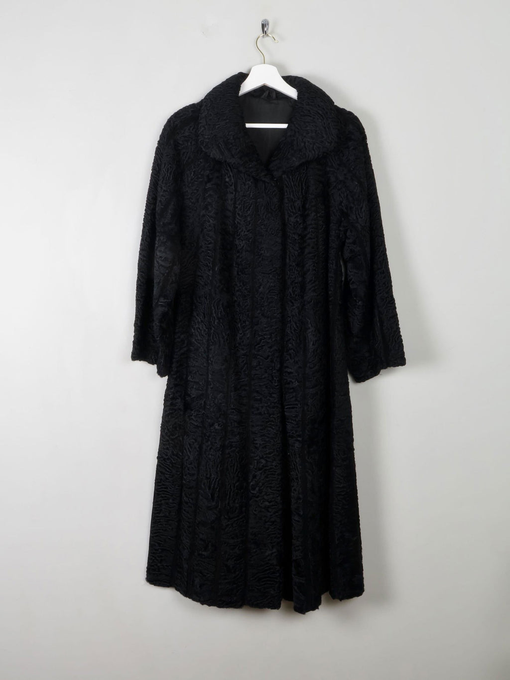 Women's 1950s Astrachan Black Swing Coat S/M - The Harlequin