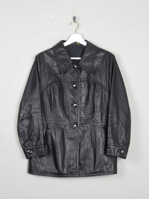 Women's 1970s Vintage Leather Jacket Black M - The Harlequin