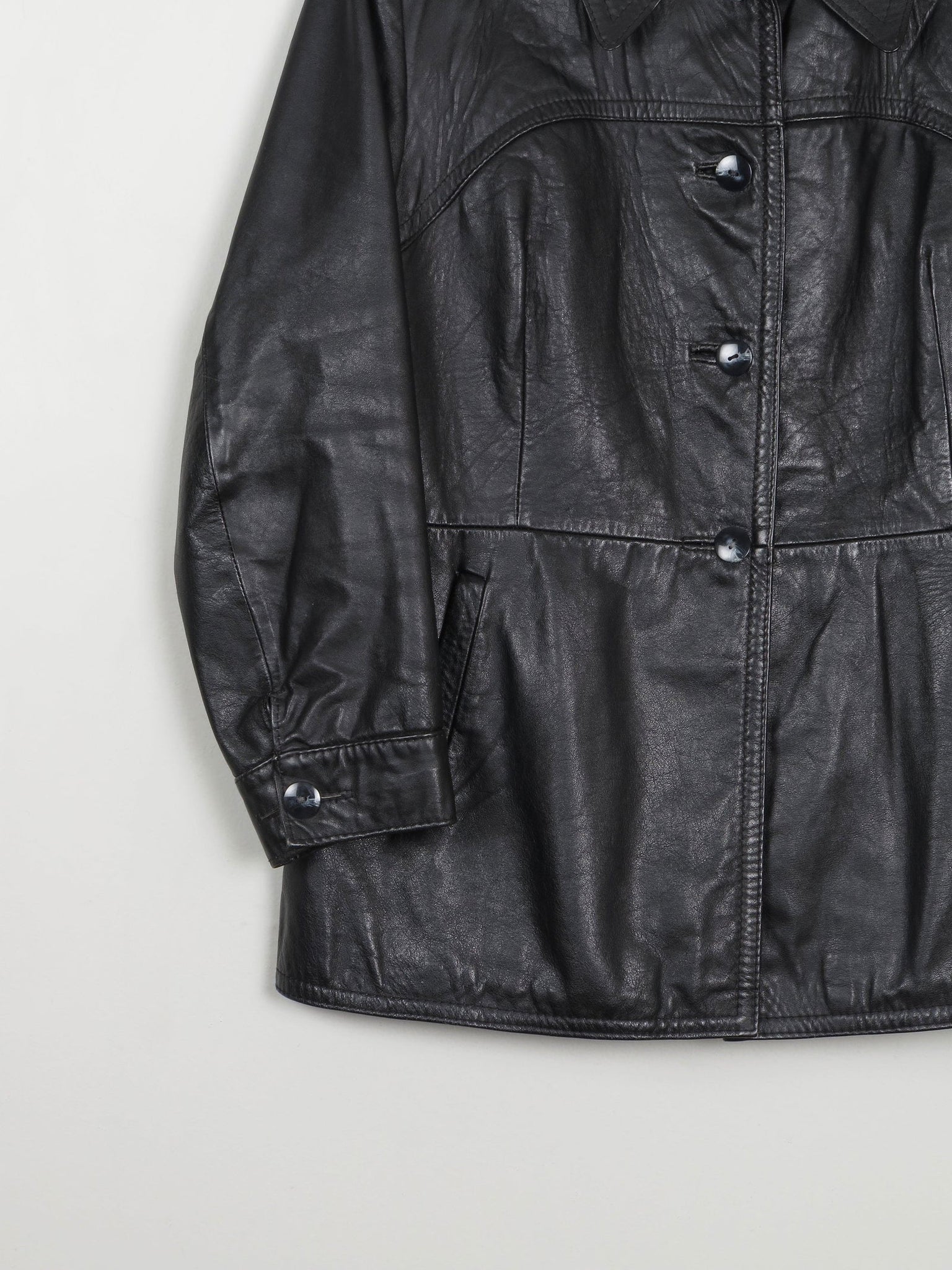 Women's 1970s Vintage Leather Jacket Black M - The Harlequin