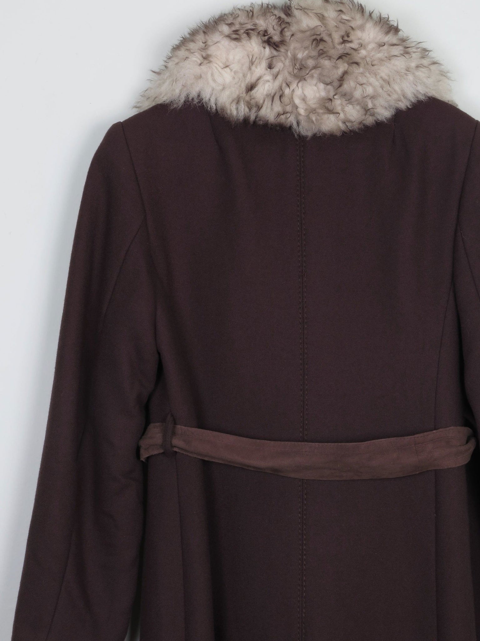 Women's 70s  Brown Coat With Faux Fur Collar M - The Harlequin