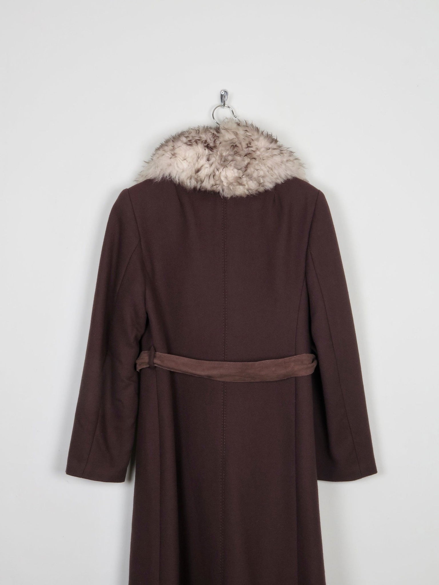 Women's 70s  Brown Coat With Faux Fur Collar M - The Harlequin