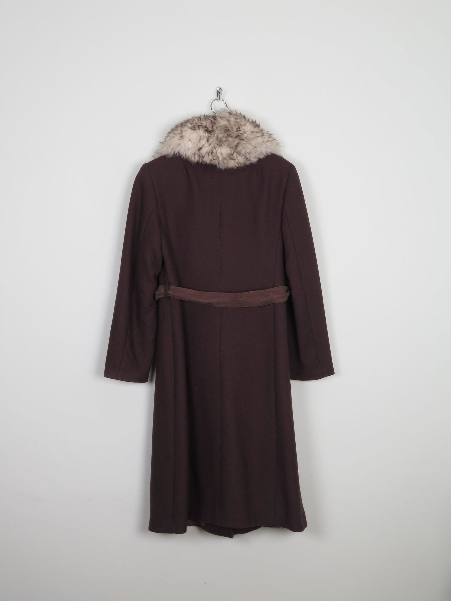 Women's 70s  Brown Coat With Faux Fur Collar M - The Harlequin