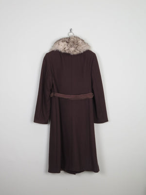 Women's 70s  Brown Coat With Faux Fur Collar M - The Harlequin