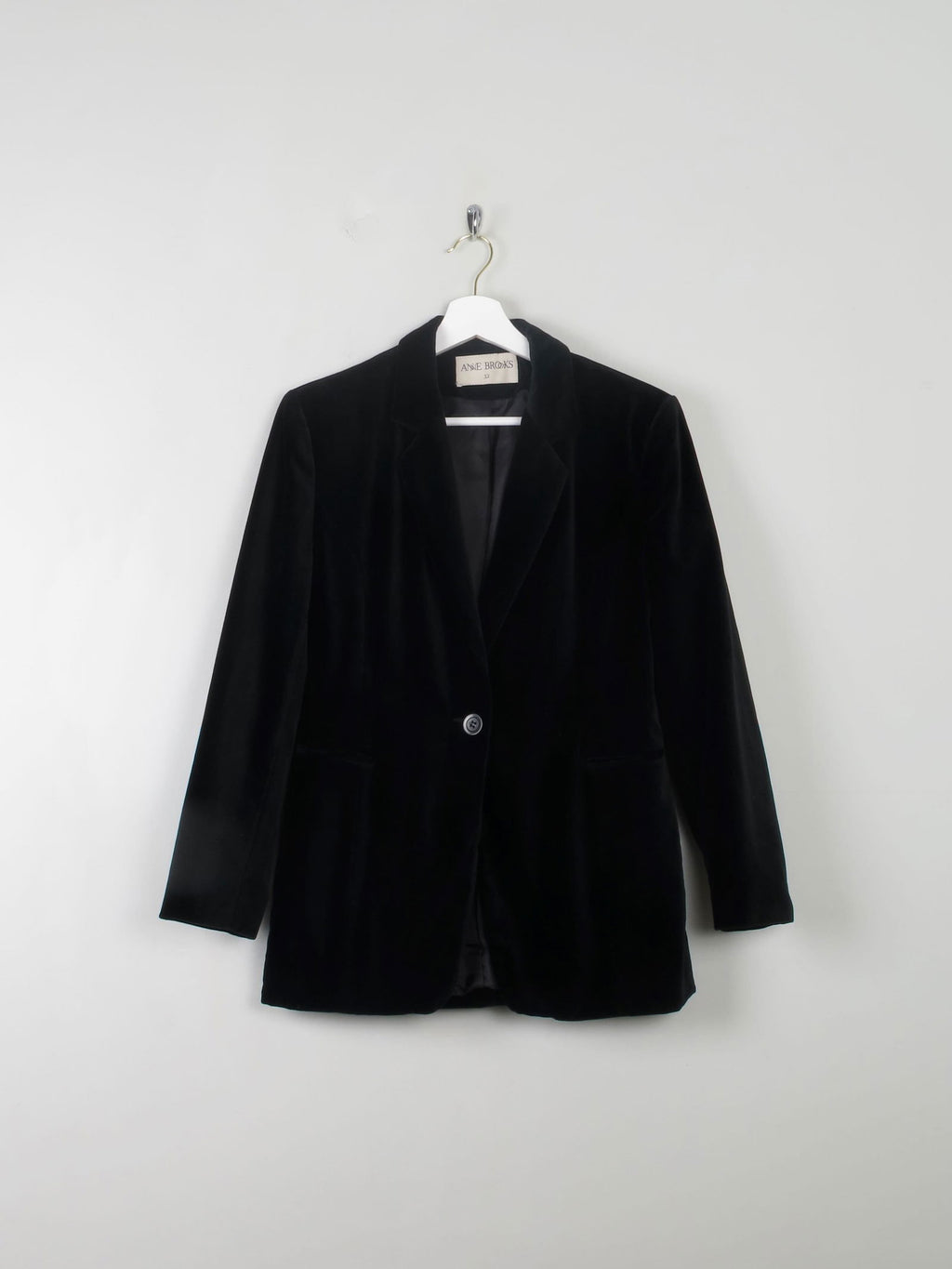 Women's Anne Brooks Vintage Black Velvet Jacket S - The Harlequin