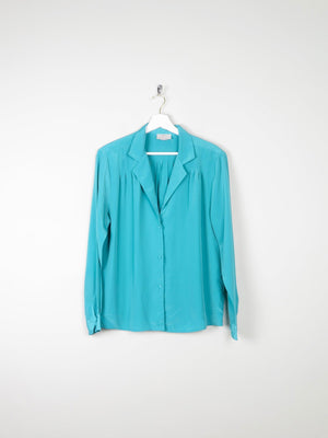 Women's Aqua/Turquoise Vintage Blouse S/M - The Harlequin