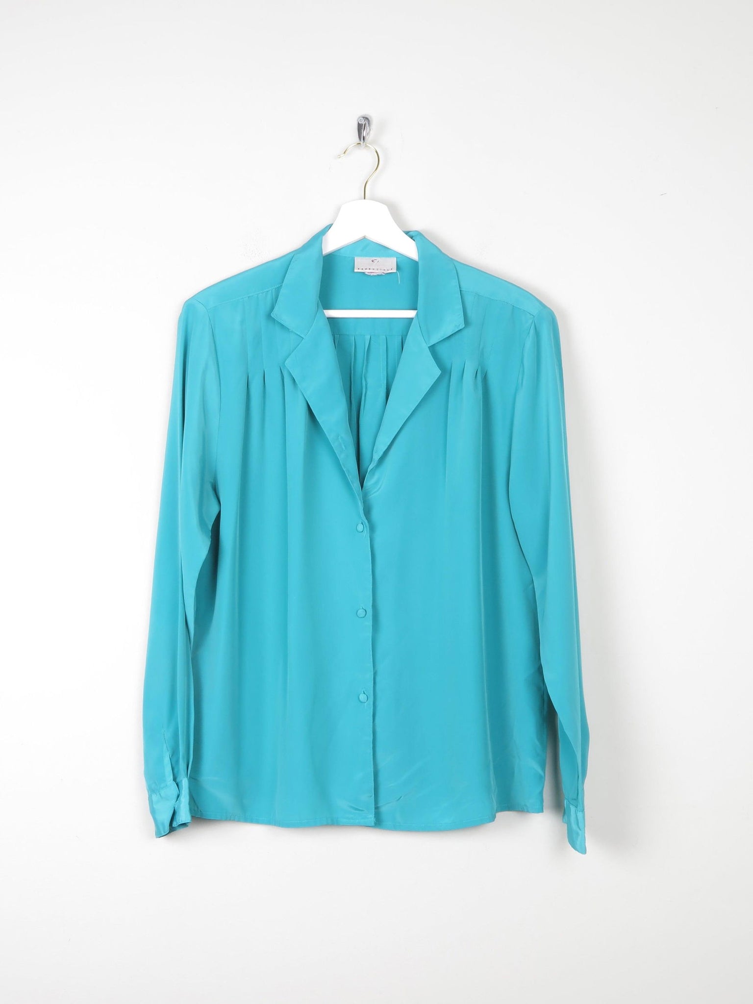 Women's Aqua/Turquoise Vintage Blouse S/M - The Harlequin