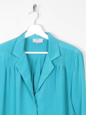 Women's Aqua/Turquoise Vintage Blouse S/M - The Harlequin
