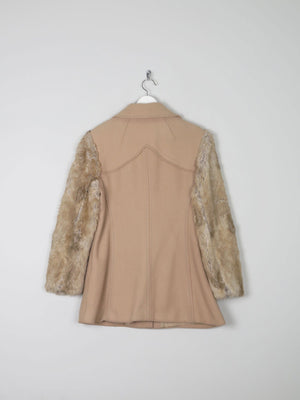 Women's Beige 1970s Short Coat With Faux Fur Sleeves 10/12 - The Harlequin
