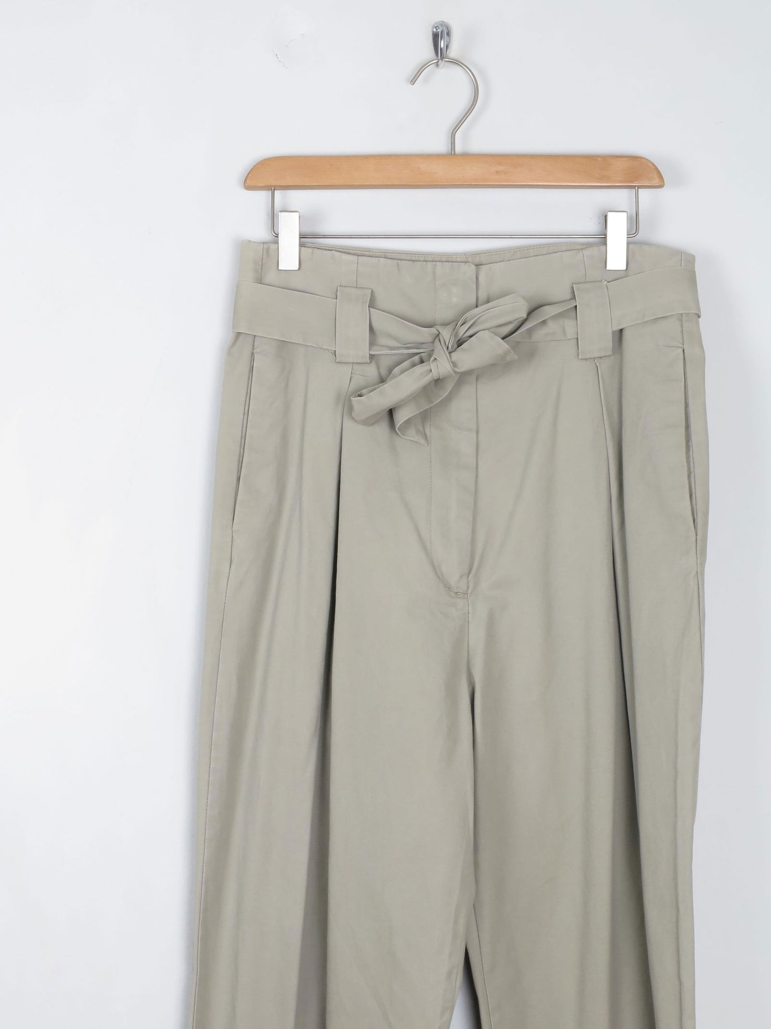 Women's Beige Khaki High Waisted Trousers 30W S - The Harlequin