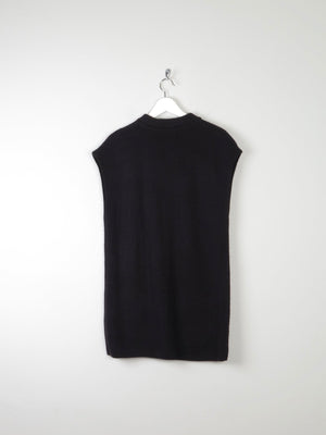 Women's Black 80s Ribbed Vintage Knitted Gilet M/L - The Harlequin