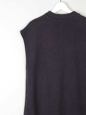 Women's Black 80s Ribbed Vintage Knitted Gilet M/L - The Harlequin