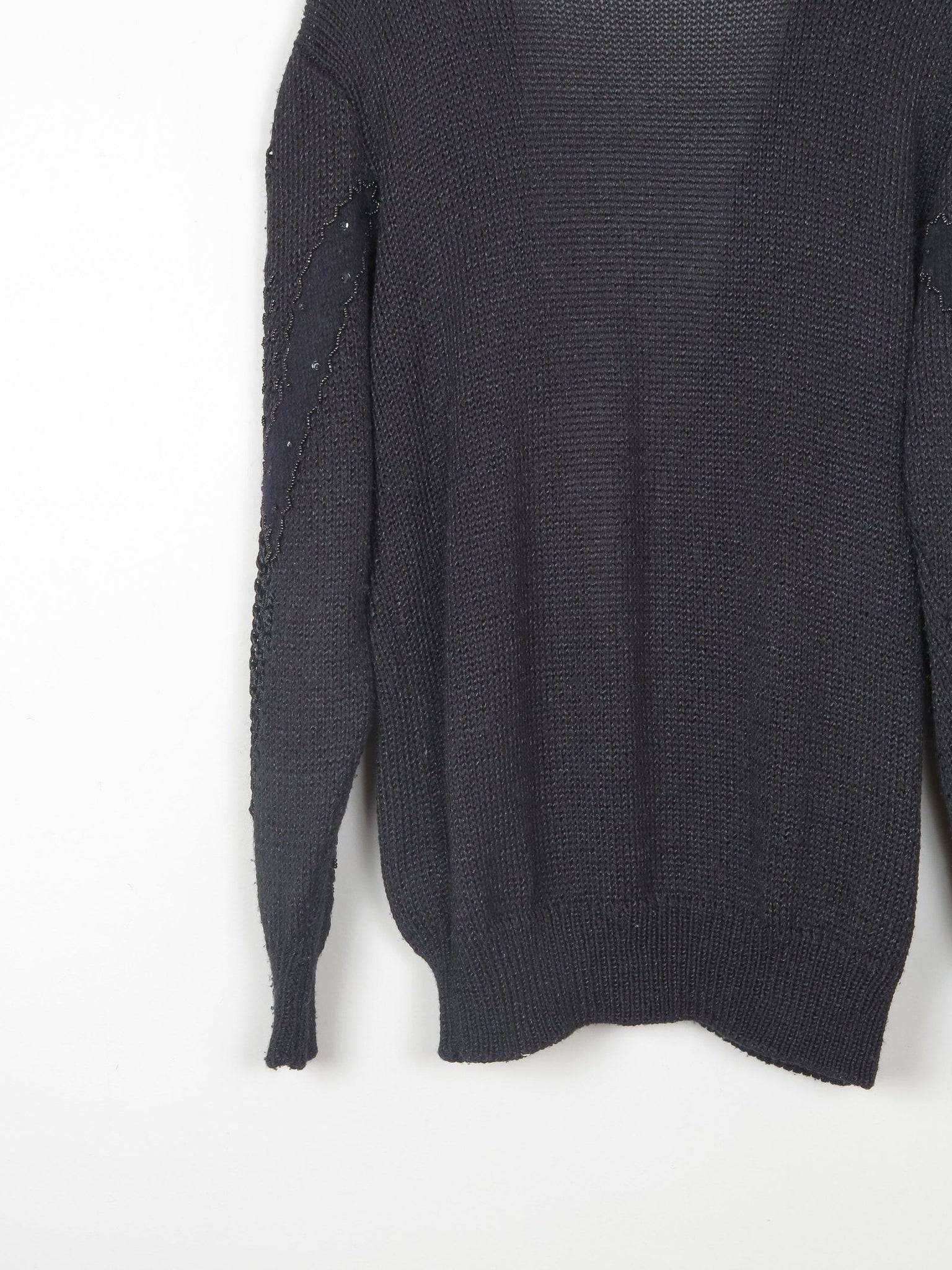 Women's Black Beaded Oversized Vintage Cardigan M/L - The Harlequin