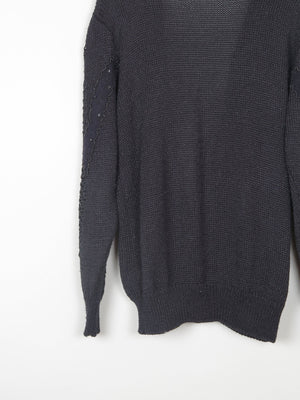 Women's Black Beaded Oversized Vintage Cardigan M/L - The Harlequin