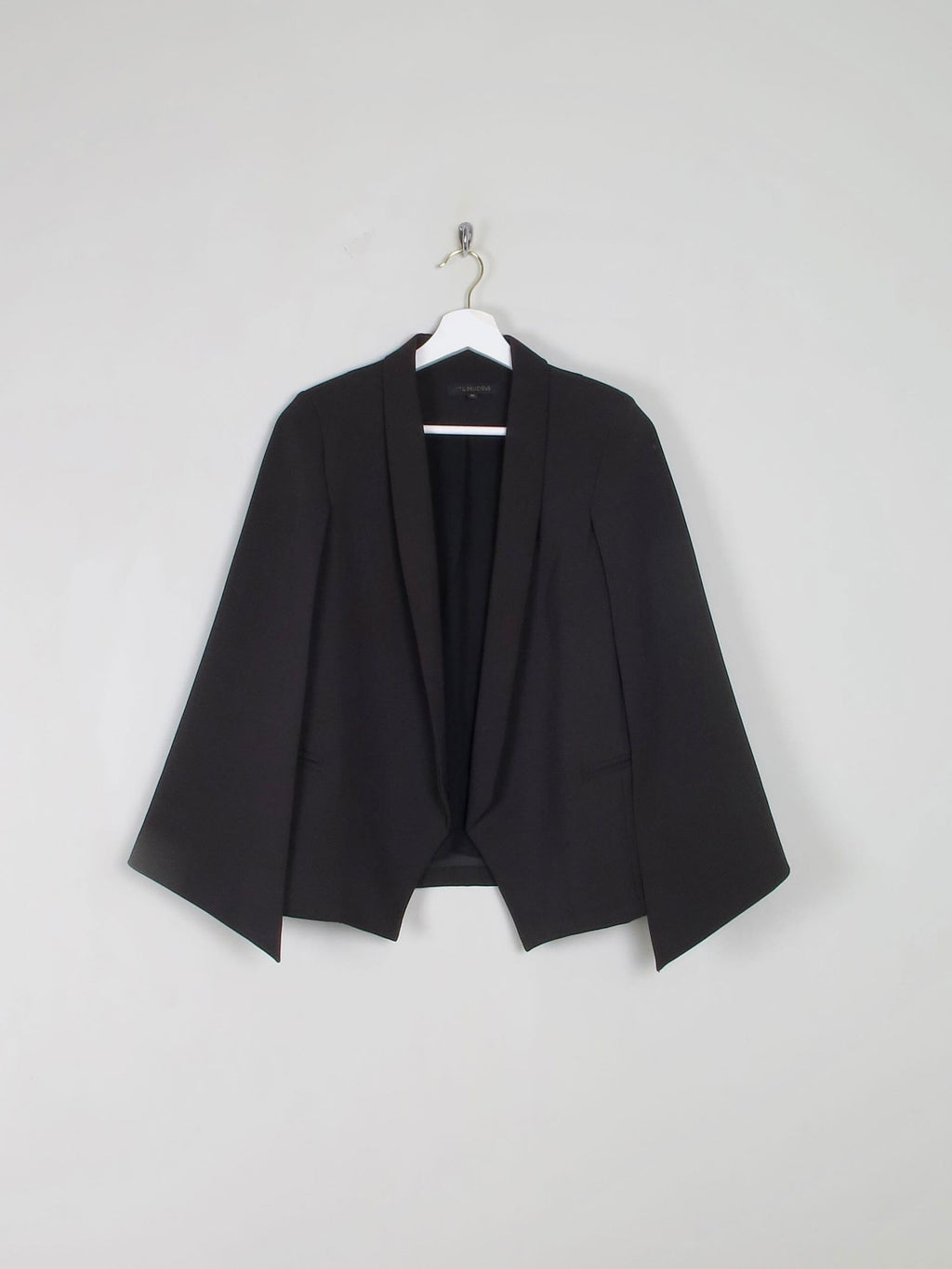 Women's Black Cape Jacket S - The Harlequin
