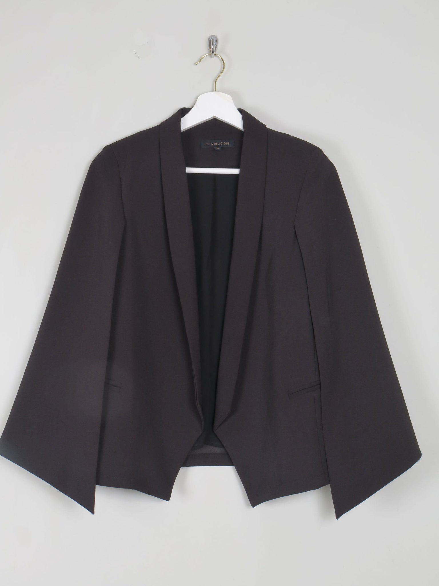 Women's Black Cape Jacket S - The Harlequin