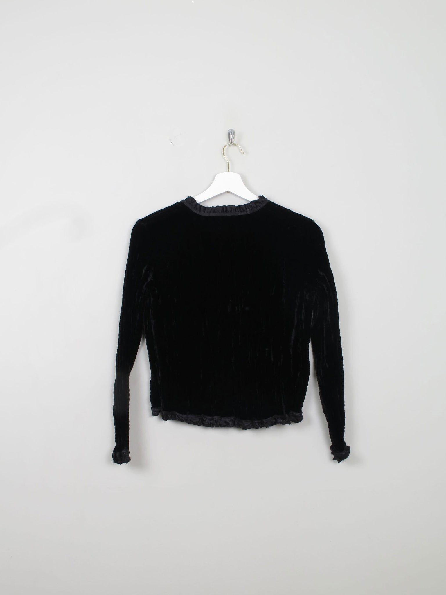 Women's Black Crushed Velvet Cropped Jacket S - The Harlequin