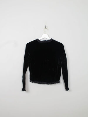 Women's Black Crushed Velvet Cropped Jacket S - The Harlequin