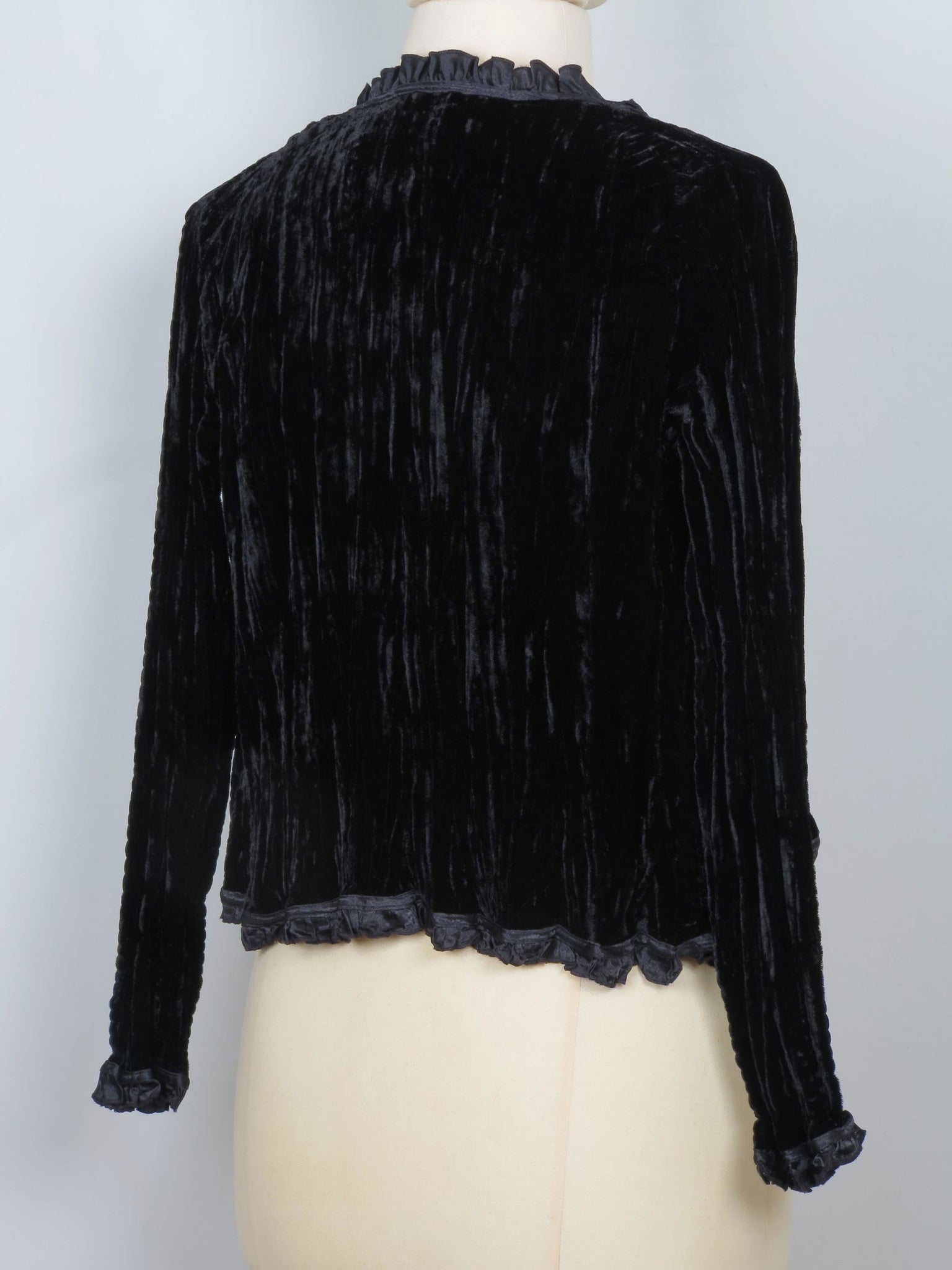 Women's Black Crushed Velvet Cropped Jacket S - The Harlequin