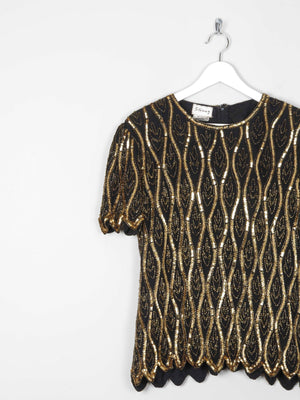 Women's Black & Gold Vintage Beaded Top 10/12 - The Harlequin