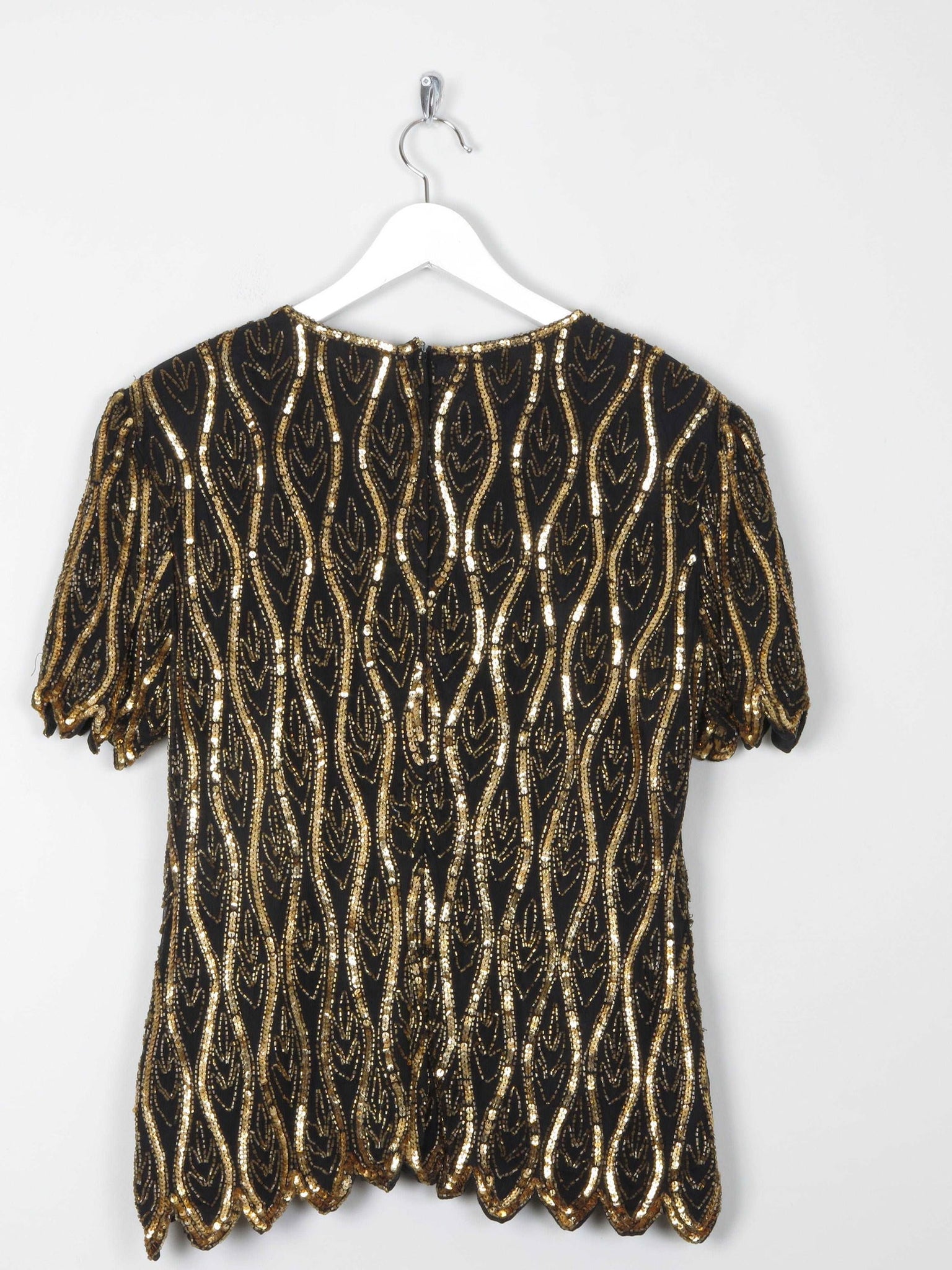 Women's Black & Gold Vintage Beaded Top 10/12 - The Harlequin