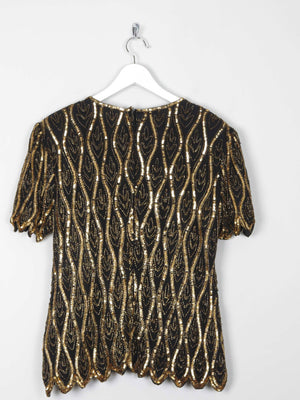 Women's Black & Gold Vintage Beaded Top 10/12 - The Harlequin