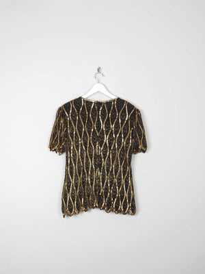 Women's Black & Gold Vintage Beaded Top 10/12 - The Harlequin