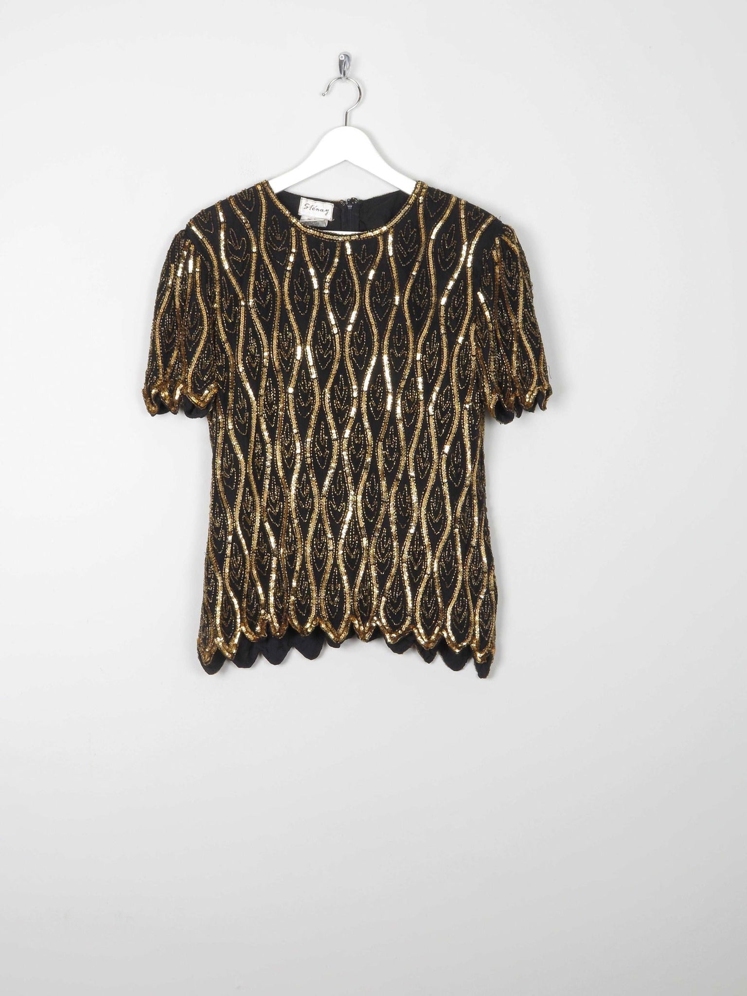 Women's Black & Gold Vintage Beaded Top 10/12 - The Harlequin
