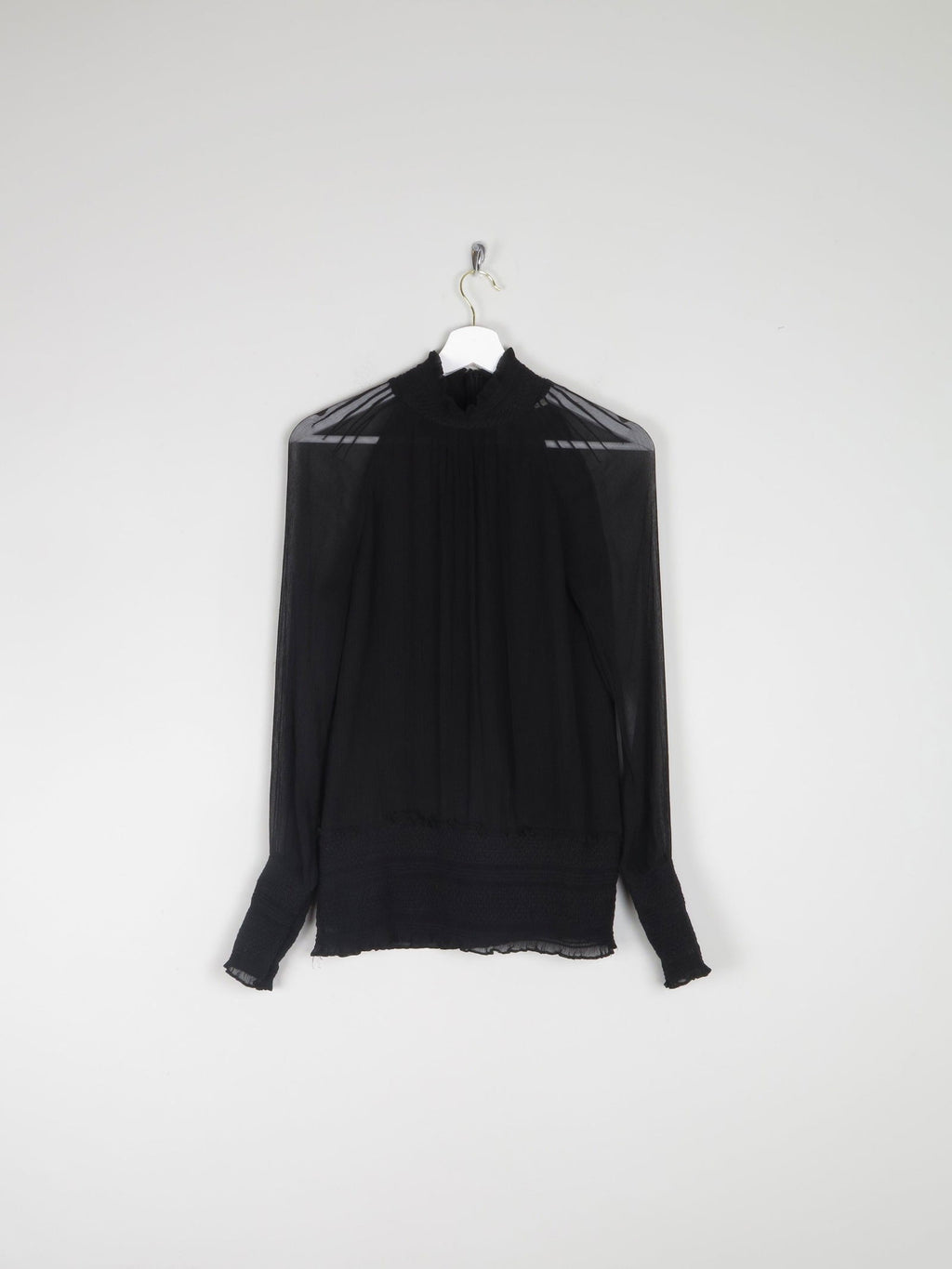 Women's Black High Collared Vintage Victorian Style Blouse S - The Harlequin