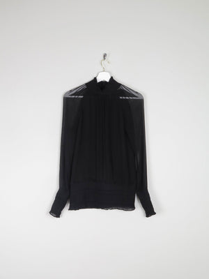 Women's Black High Collared Vintage Victorian Style Blouse S - The Harlequin