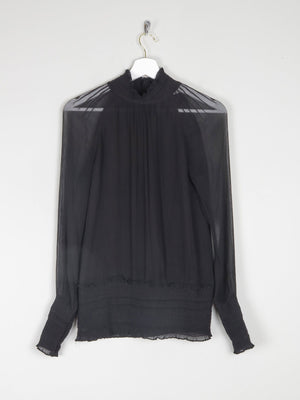 Women's Black High Collared Vintage Victorian Style Blouse S - The Harlequin
