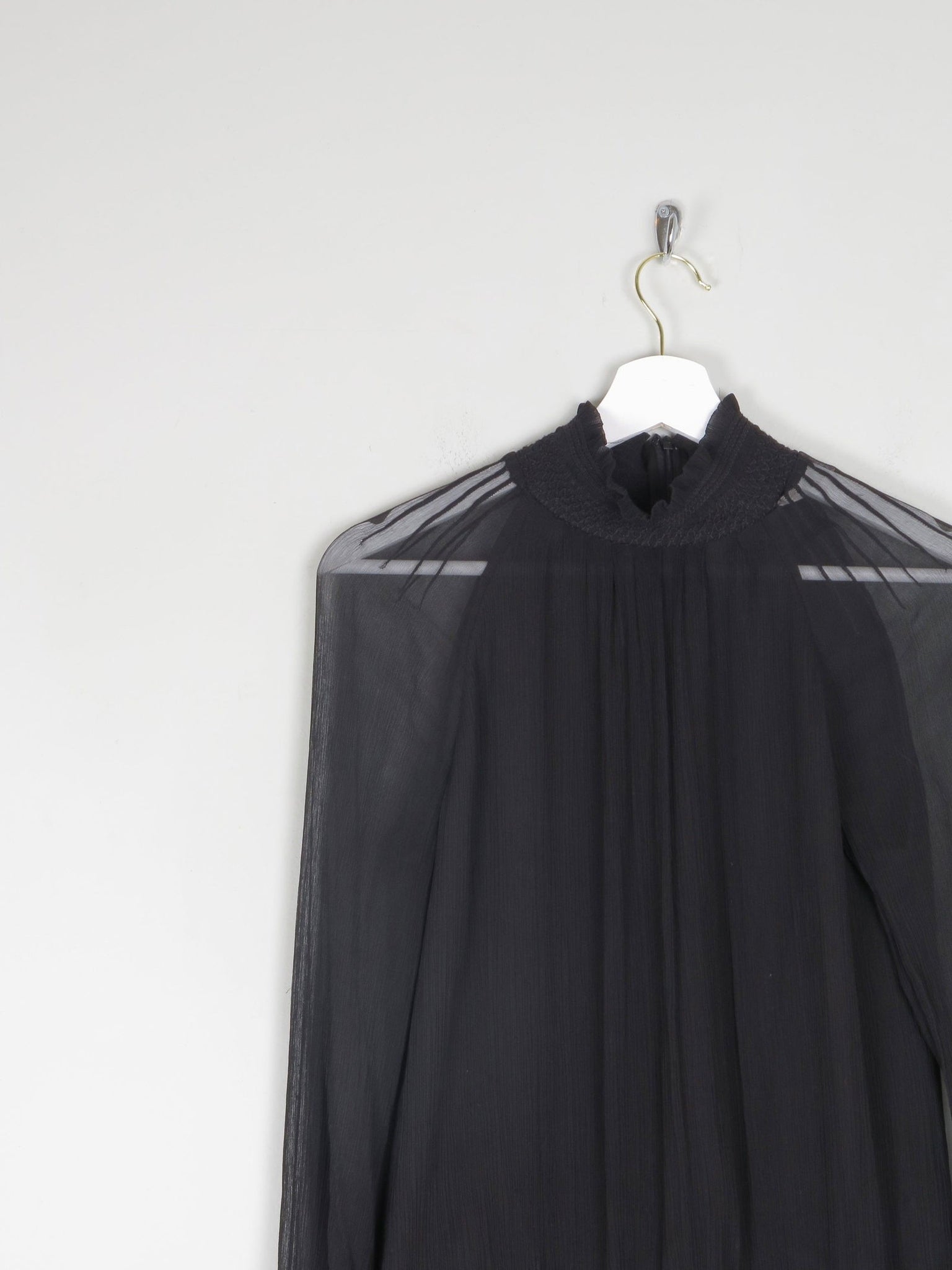 Women's Black High Collared Vintage Victorian Style Blouse S - The Harlequin