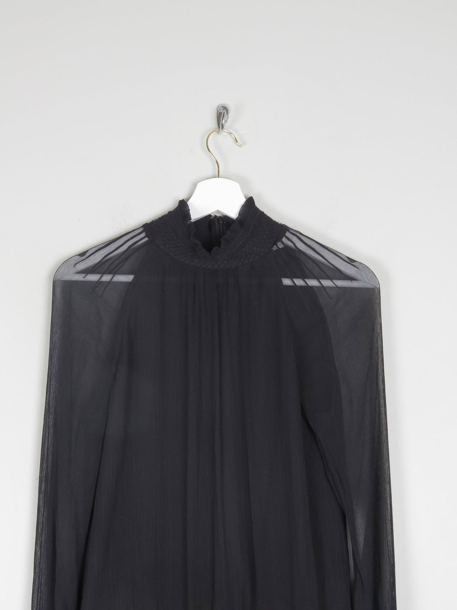 Women's Black High Collared Vintage Victorian Style Blouse S - The Harlequin
