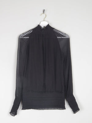 Women's Black High Collared Vintage Victorian Style Blouse S - The Harlequin