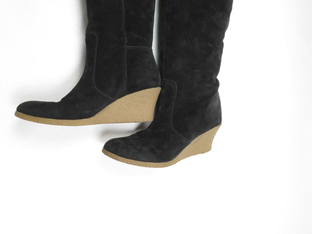 Women’s Black LK Bennett Suede Wedge Sole Boots 40/7 - The Harlequin