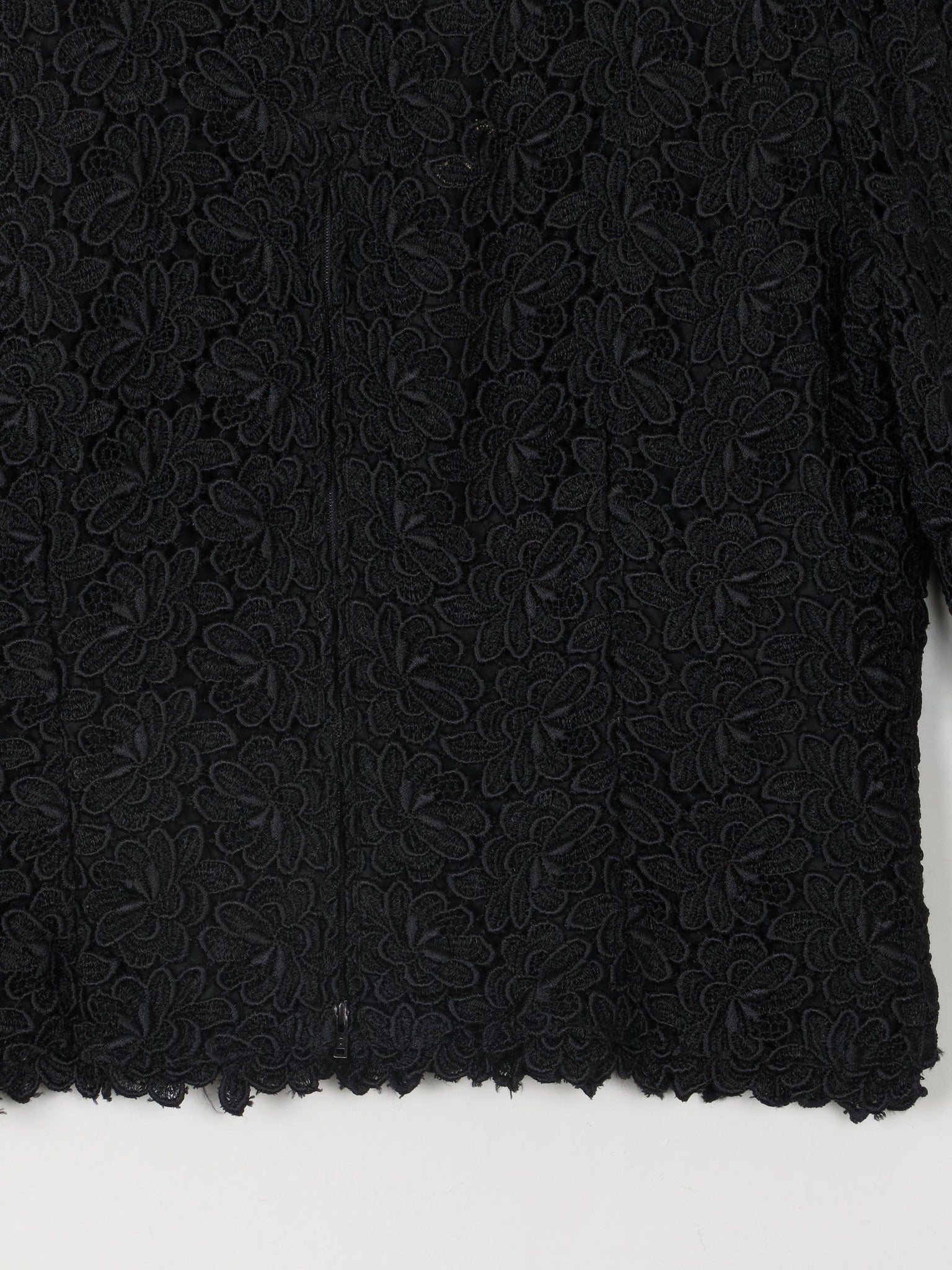 Women's Black Lace 3/4 Sleeved Boat Neck 1950s Evening Top L - The Harlequin