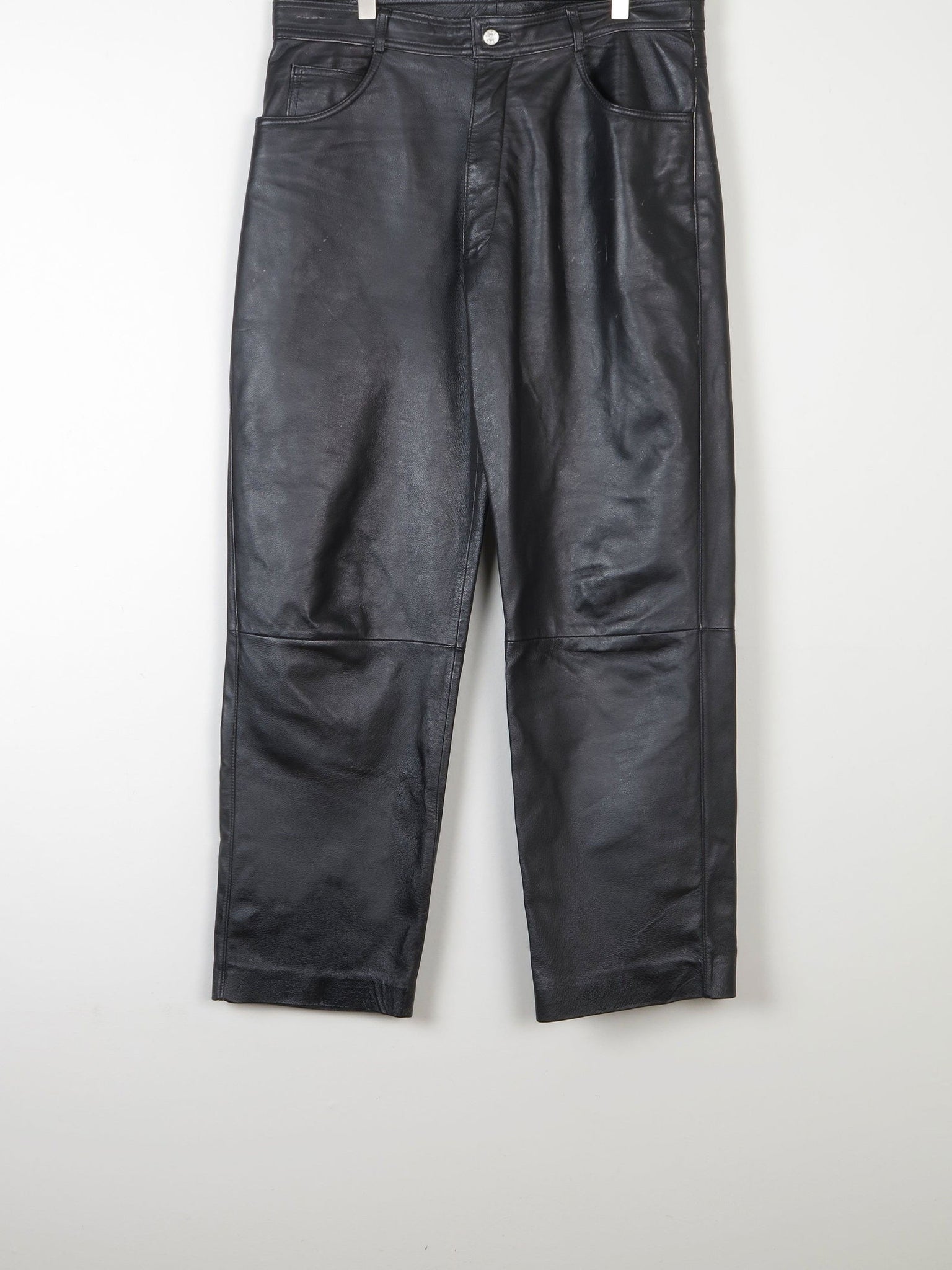 Women’s Black Leather Cropped Trousers 32" - The Harlequin