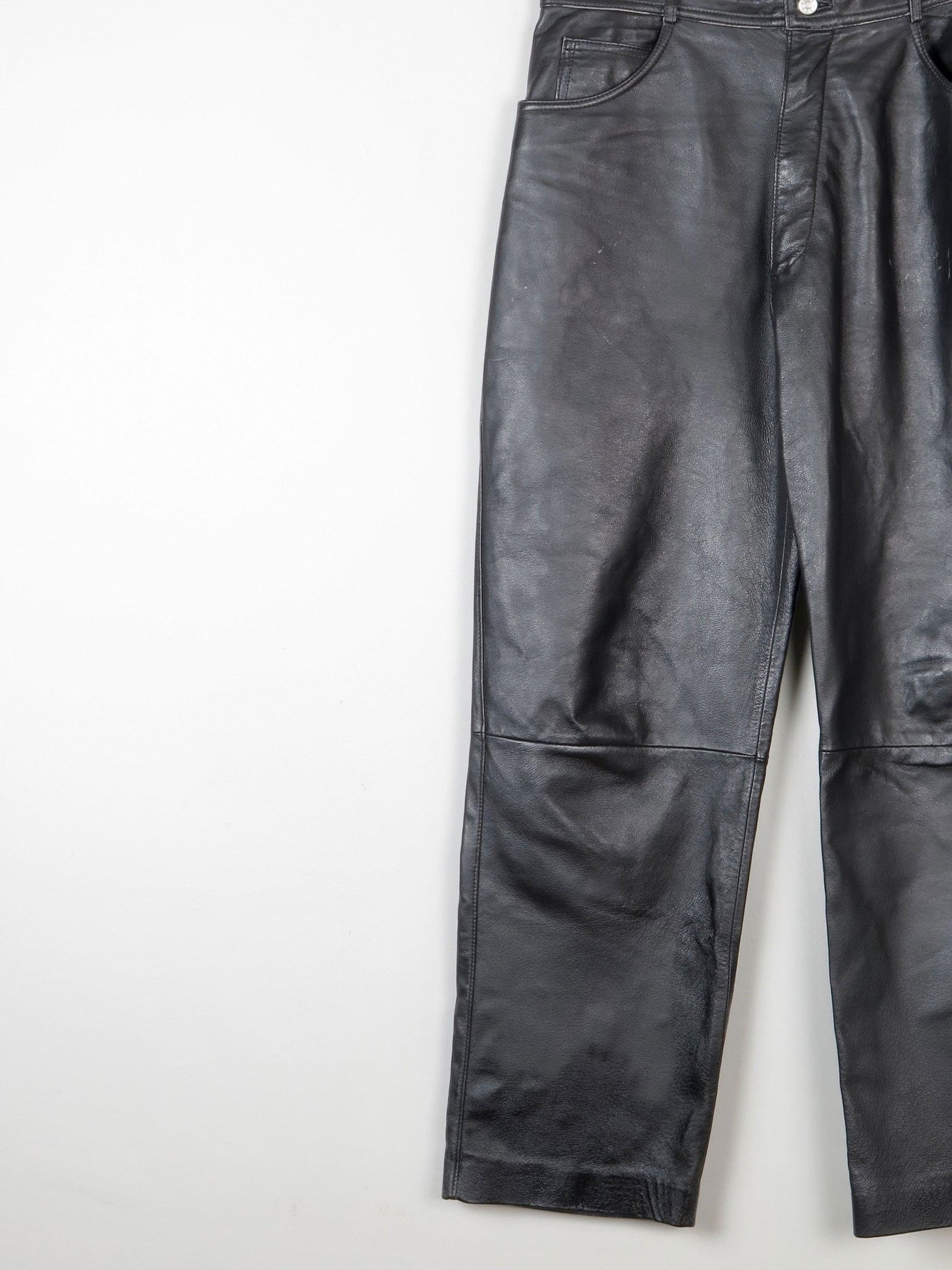 Women’s Black Leather Cropped Trousers 32" - The Harlequin