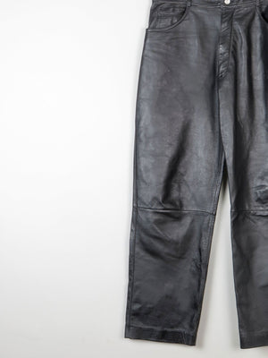 Women’s Black Leather Cropped Trousers 32" - The Harlequin