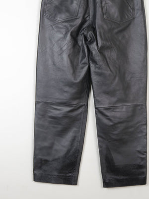 Women’s Black Leather Cropped Trousers 32" - The Harlequin
