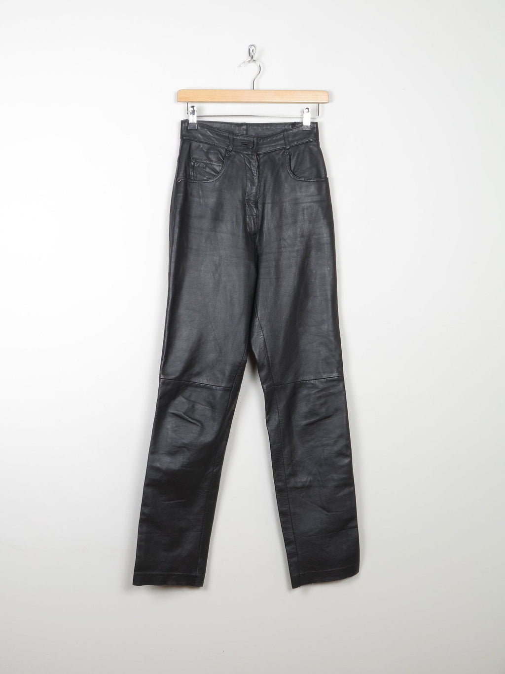 Women’s Black Leather High Waisted Trousers 6 26"32L - The Harlequin