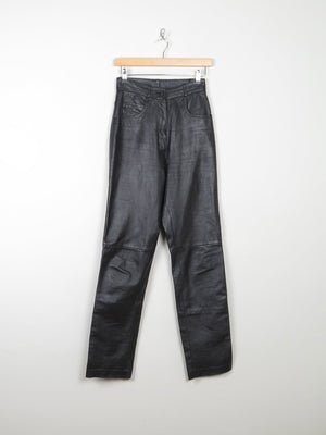 Women’s Black Leather High Waisted Trousers 6 26"32L - The Harlequin