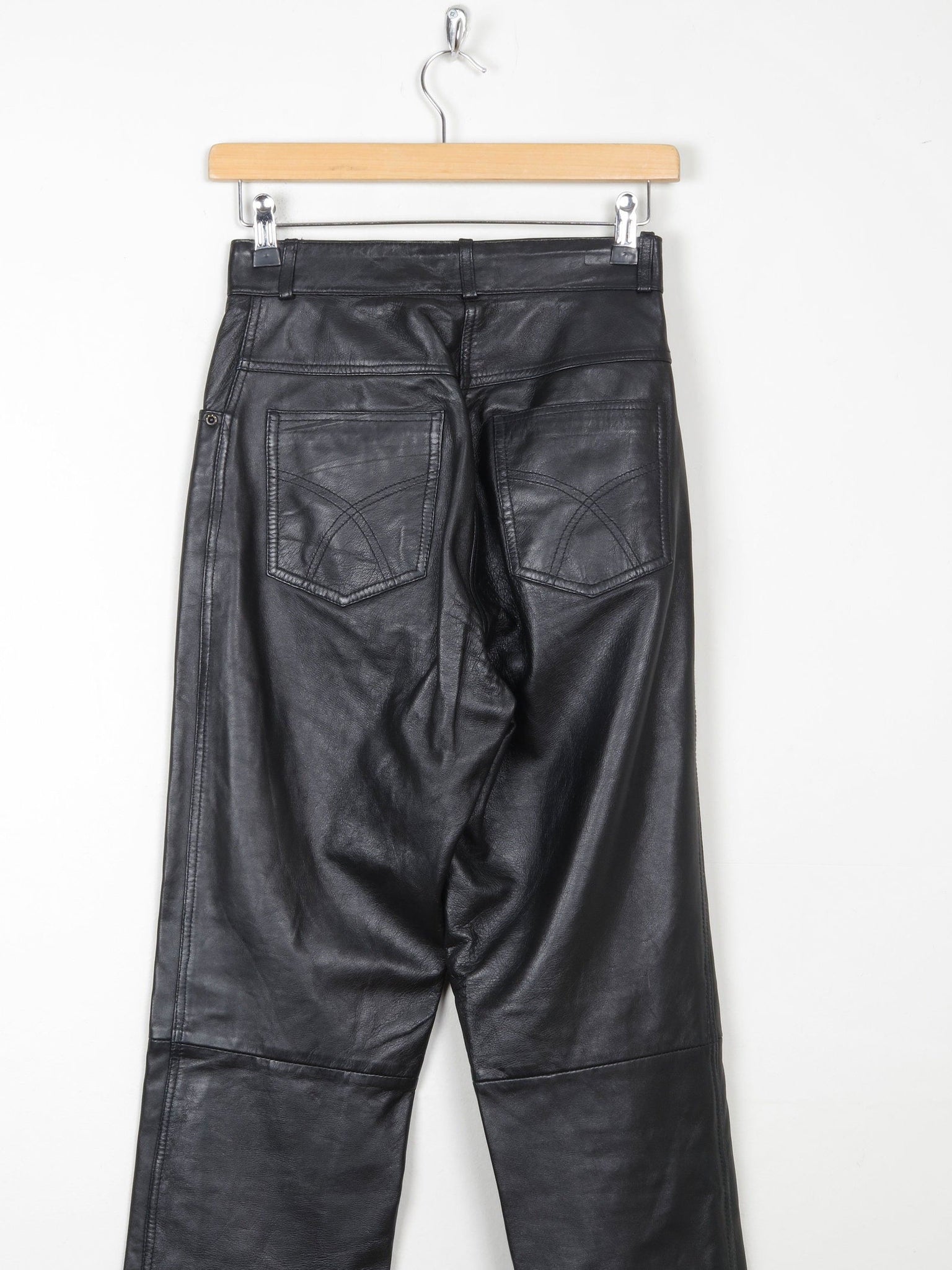 Women’s Black Leather High Waisted Trousers 6 26"32L - The Harlequin