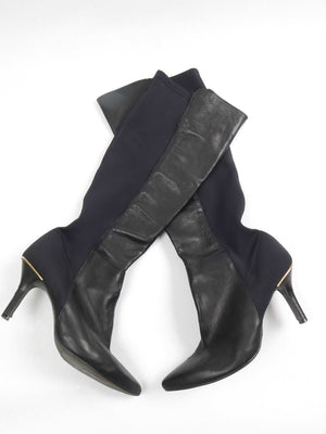 Women's Black Leather Knee-High Boots 40/7 - The Harlequin