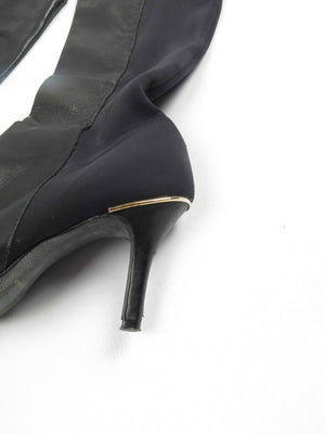 Women's Black Leather Knee-High Boots 40/7 - The Harlequin