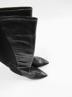 Women's Black Leather Knee-High Boots 40/7 - The Harlequin
