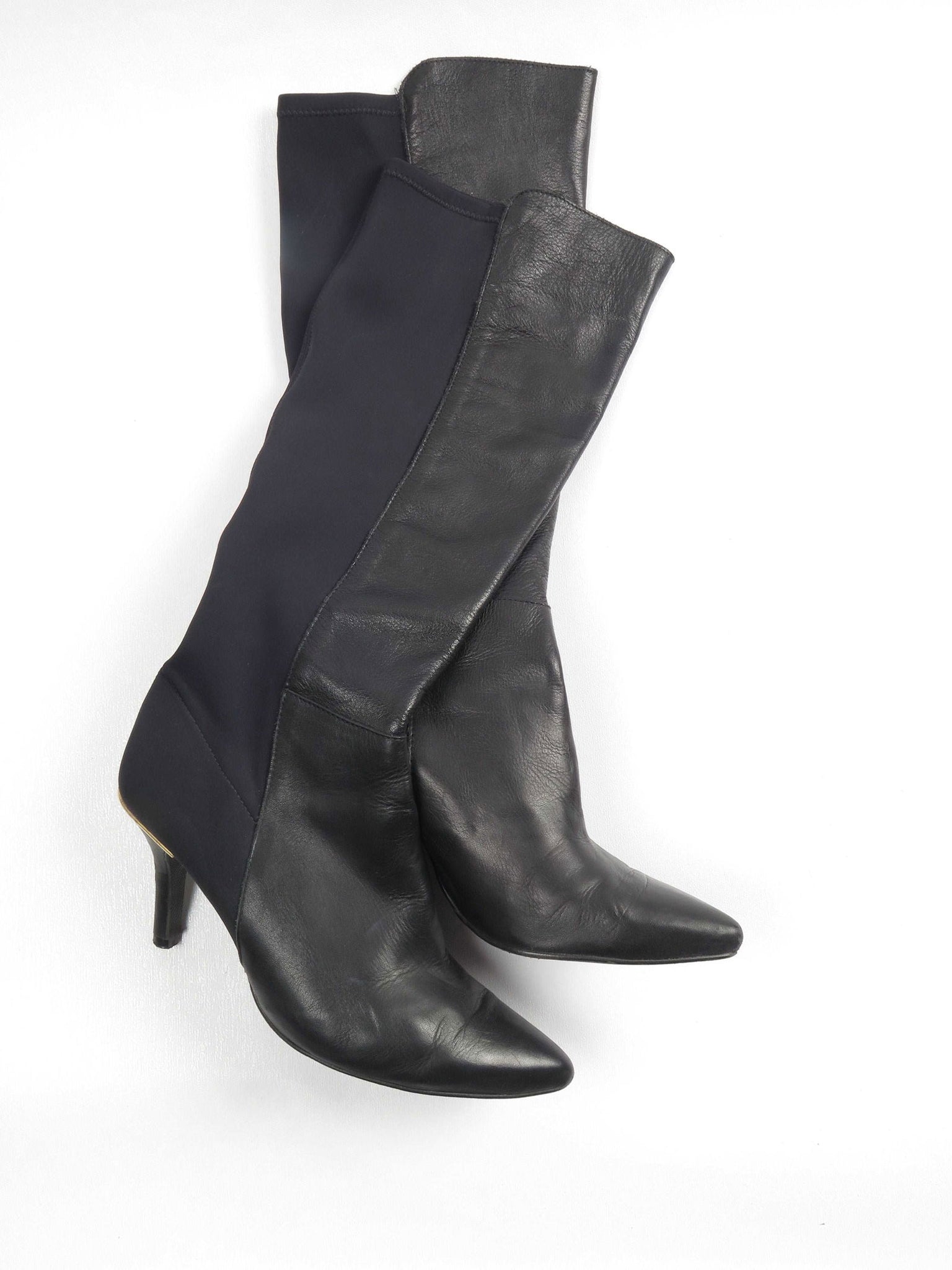 Women's Black Leather Knee-High Boots 40/7 - The Harlequin