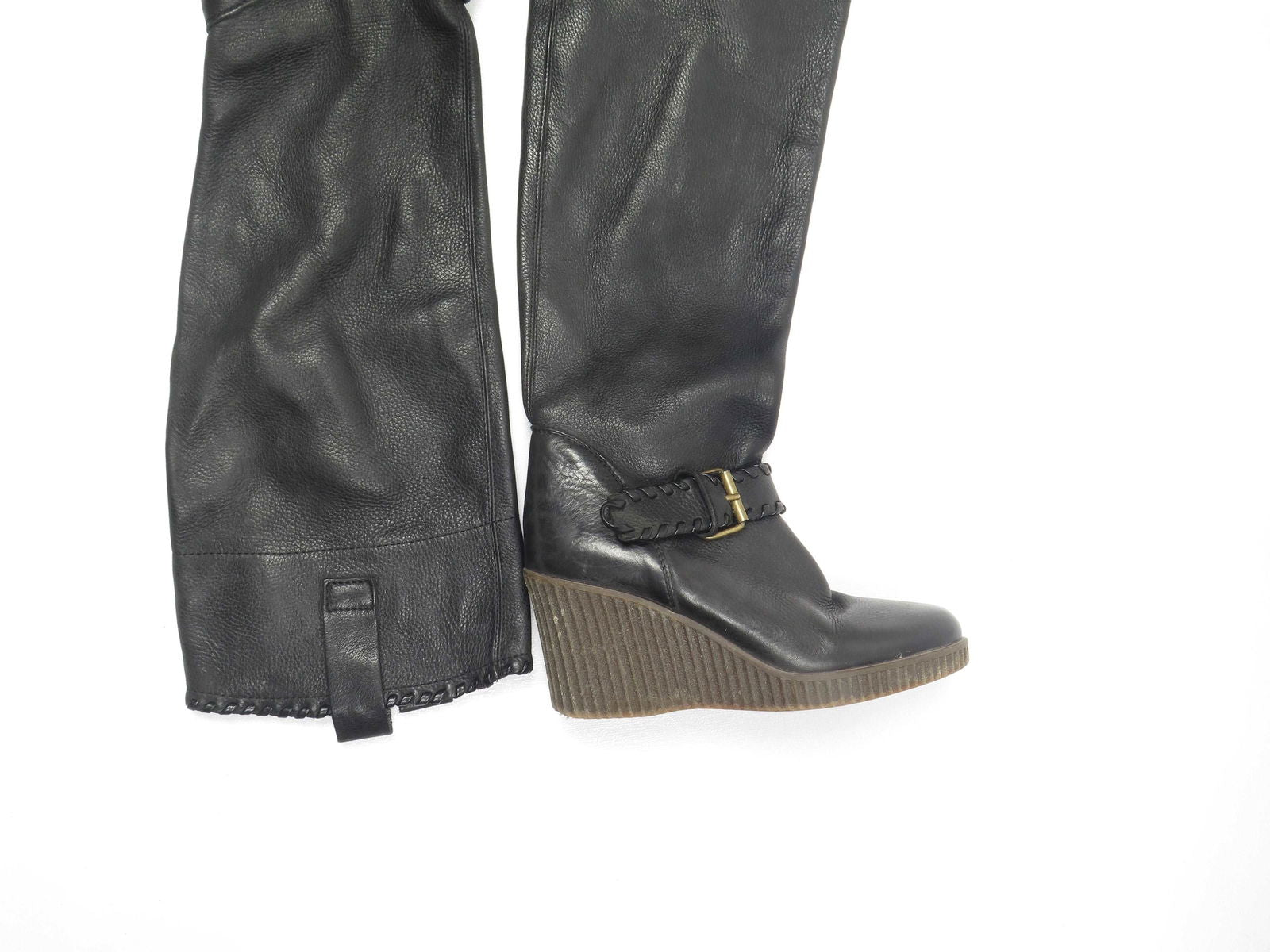Women’s Black Leather Platform Boots UK5 Euro 38 - The Harlequin
