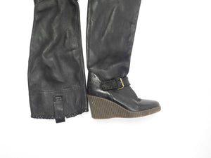 Women’s Black Leather Platform Boots UK5 Euro 38 - The Harlequin